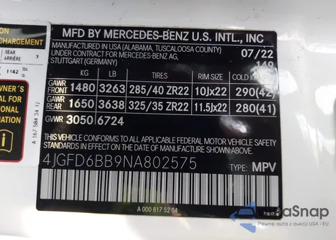 2022 Mercedes-Benz Amg Gle 53 Coupe 4Matic z USA, uszkodzony, nr VIN 4JGFD6BB9NA802575